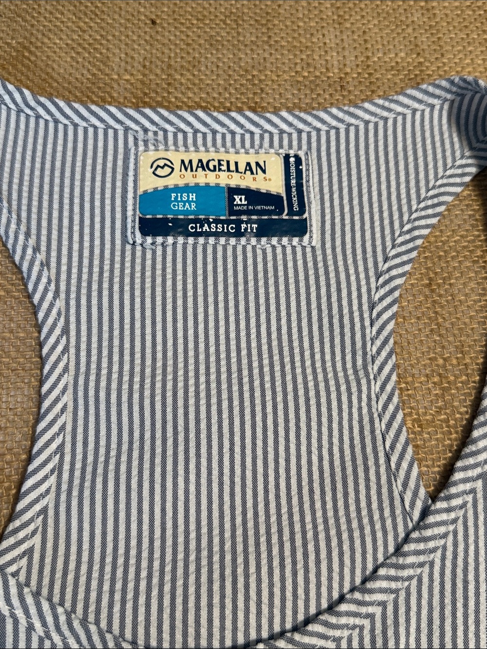 Blue Striped Pocket Racerback Tank Top - Picture 4 of 5